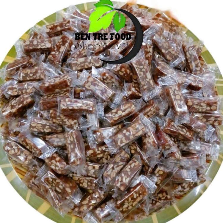 Kẹo chuối gừng cốt dừa đậu phộng Bến Tre đóng máy túi zip