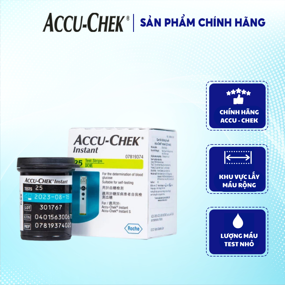 Ảnh QUE THỬ ĐƯỜNG HUYẾT ACCU CHEK INSTANT- HỘP 25, HỘP 50 - DÙNG CHO MÁY ACCU-CHEK INSTANT 1