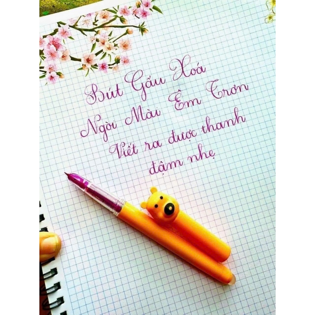 [Bút Gấu Viết Đẹp]Bút gấu dùng được cả mực xóa và mực thường, dễ viết, nét đẹp