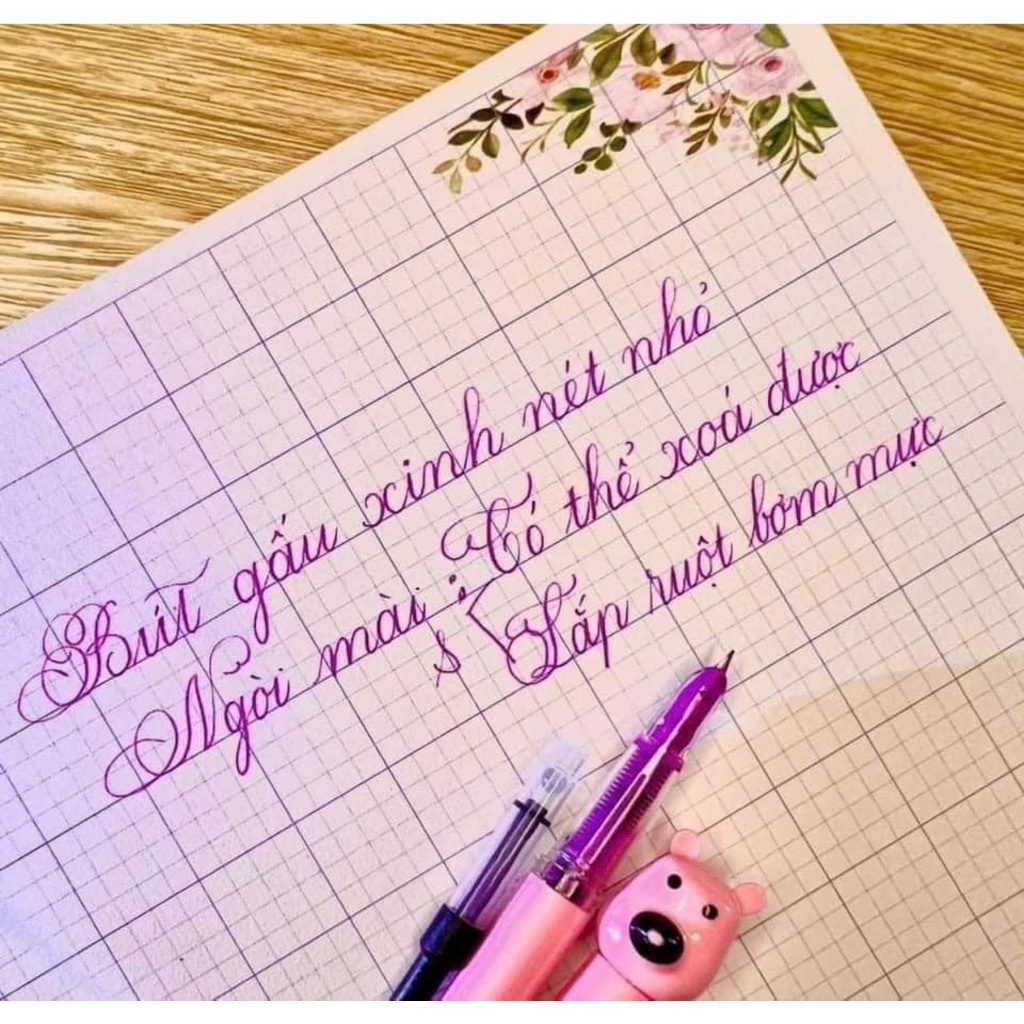 [Bút Gấu Viết Đẹp]Bút gấu dùng được cả mực xóa và mực thường, dễ viết, nét đẹp