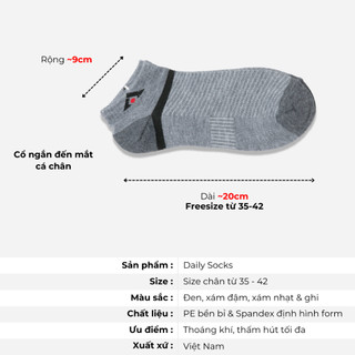 [ Combo 5 Đôi ] Vớ Tất Nam Cổ Ngắn Logo Kẻ Sọc T&T SOCKS Nhiều Màu Thoáng Khí Êm Ái