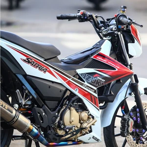 Tem rời dán xe Raider FI trắng. Họa tiết đen đỏ phối hài hòa. Decal cao cấp