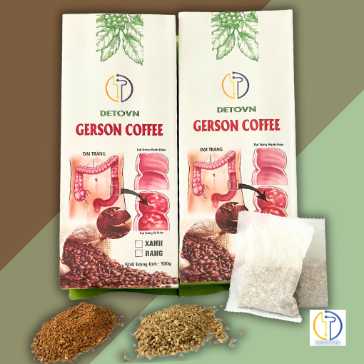 Cà phê DETOVN Nguyên chất Rang mộc, Cà phê Túi lọc Thải độc Đại tràng Gerson Enema (500g, 40 túi)