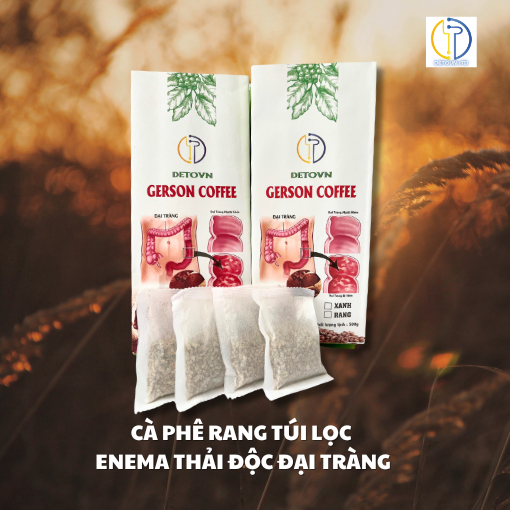 Cà phê DETOVN Nguyên chất Rang mộc, Cà phê Túi lọc Thải độc Đại tràng Gerson Enema (500g, 40 túi)