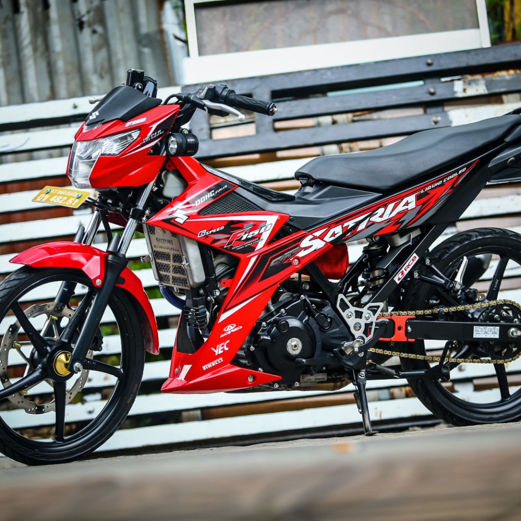 Tem rời cao cấp dán xe Raider FI đỏ, họa tiết lập thể. Decal cao cấp không bay màu