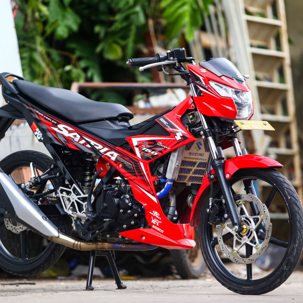 Tem rời cao cấp dán xe Raider FI đỏ, họa tiết lập thể. Decal cao cấp không bay màu