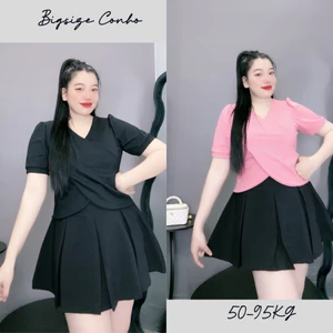 Áo Thun Nữ Bigsize Vạc Chéo Gân Tăm Tôn Dáng,Áo Thời Trang Big Size Cổ Chữ V Mã G36