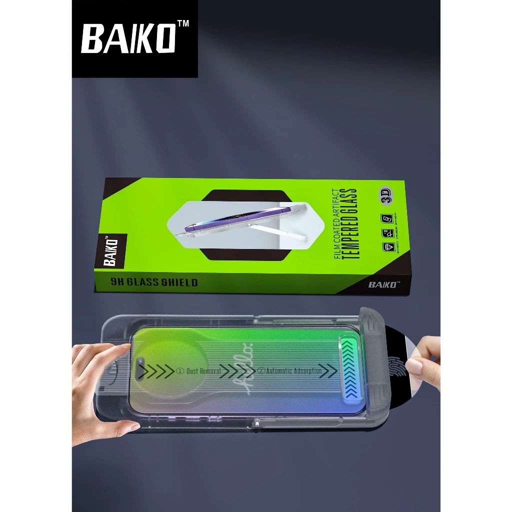 [ TỰ DÁN ]  Kính cường lực iphone Kingkong BAIKO trong suốt Cao cấp siêu mượt, siêu dẻo 11 12 13 14 15 plus pro promax