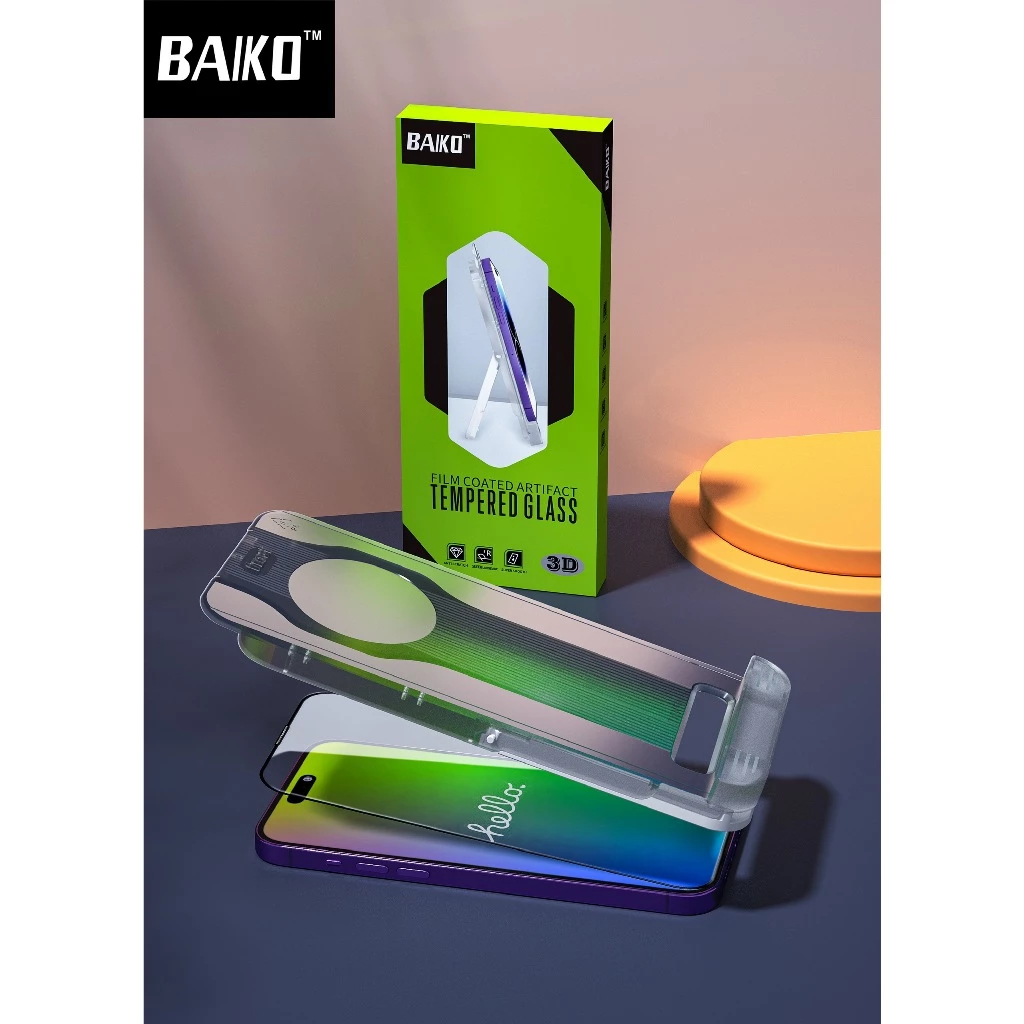 [ TỰ DÁN ]  Kính cường lực iphone Kingkong BAIKO trong suốt Cao cấp siêu mượt, siêu dẻo 11 12 13 14 15 plus pro promax