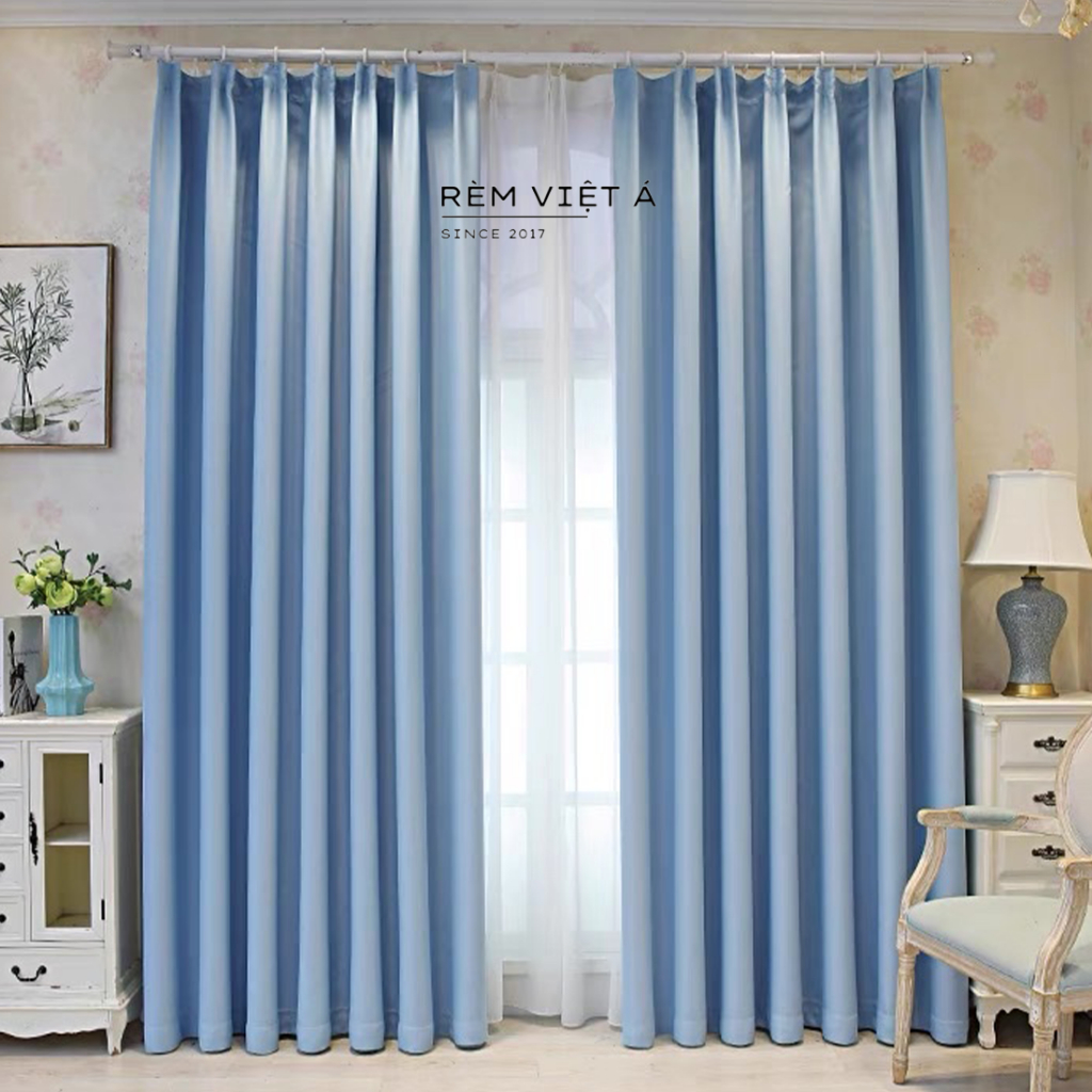 Rèm Màu Xanh Baby - Màu Xanh Mát Dịu, Chất Liệu Cao Cấp, Không Họa Tiết ...