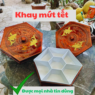 Hộp Đựng Mứt Tết Nhựa Cá Chép Vàng Khay Đựng Bánh Kẹo Cá Chép