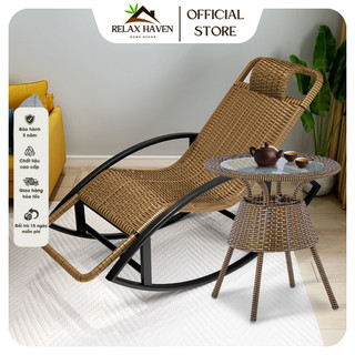 Ghế bập bênh con thoi thư giãn Relax Haven giả mây khung thép chắc chắn sử dụng phòng khách ban công sân vườn