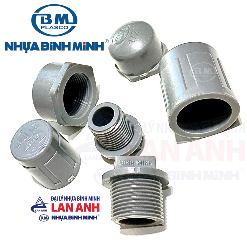 Nắp Bịt Trơn- Bịt Ren Trong- Ngoài Size 21-27-34-42  U-Pvc Nhựa BÌNH MINH.