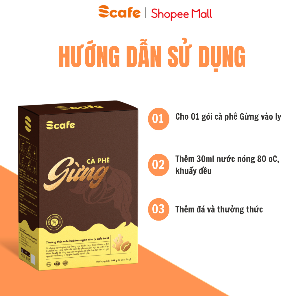 Cà Phê Hoà Tan Muối Scafe Việt Nam Đậm Đà Thơm Ngon Hộp 9 Gói