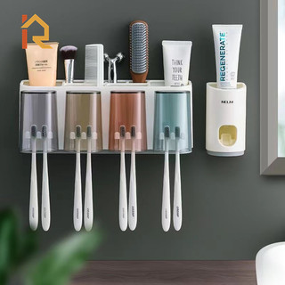 Kệ Để Bàn Chải Kem Đánh Răng Nhà Tắm 2 cốc 3 cốc 4 cốc, Giá Để Đồ Tiện Lợi Không Cần Khoan Tường