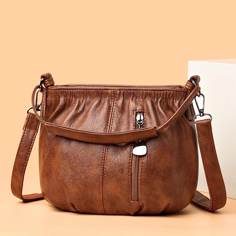 Túi xách nữ da mềm dáng bầu Quảng châu kích thước 22x18x12cm BAU145 Mun Store 94