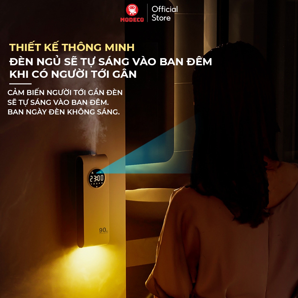 Máy Xông Tinh Dầu Cao Cấp Modeco 2024 - 6 Chế Độ Tự Động Khuếch Tán Phun Sương Thơm Phòng Ngủ, Phòng Khách, Nhà Vệ Sinh
