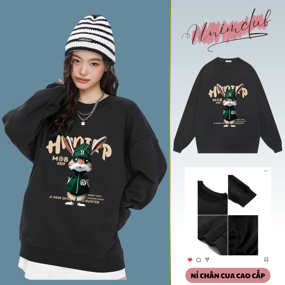 [Vải Nỉ Cao Cấp] Áo Sweater Gấu Whoau Chuột Hunter Unisex Vải Nỉ Chân Cua Cao Cấp Không Xù Form Rộng Unim Store - SW19