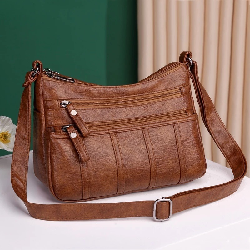 Túi nữ da mềm đeo chéo ngăn 2 tầng kích thước 26x19x11cm VDT135 Mun Store 94