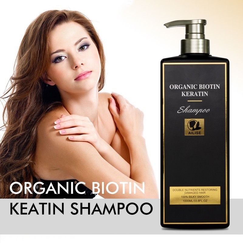 Cặp Dầu Gội Xả Ailise Organic Biotin Keratin 1000ml | Dưỡng Tóc Mềm Mượt, Hỗ Trợ Giảm Gãy Rụng.