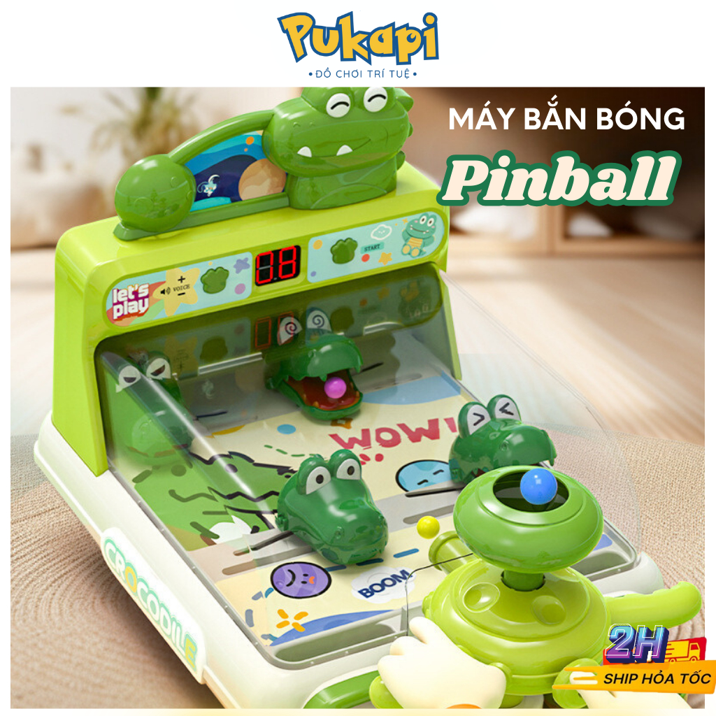 Đồ Chơi Máy Bắn Bóng Pinball Mini Hình Cá Sấu Crocodile Đồ Chơi Bắn Bóng Tính Đểm Hot Trend - Đồ Chơi Cho Bé PUKAPI