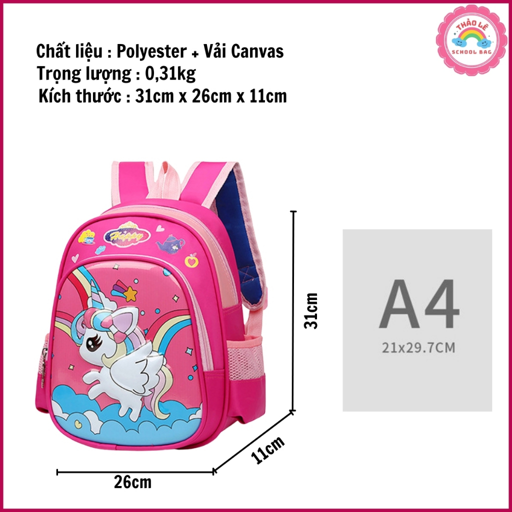 Balo cho bé mầm non hình nổi 3D, cặp trẻ em đi học mẫu giáo 1-6 tuổi labubu elsa người nhện mỹ công chúa kuromi  TL2330