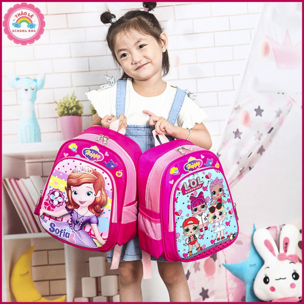 Balo cho bé mầm non hình nổi 3D, cặp trẻ em đi học mẫu giáo 1-6 tuổi labubu elsa người nhện mỹ công chúa kuromi  TL2330