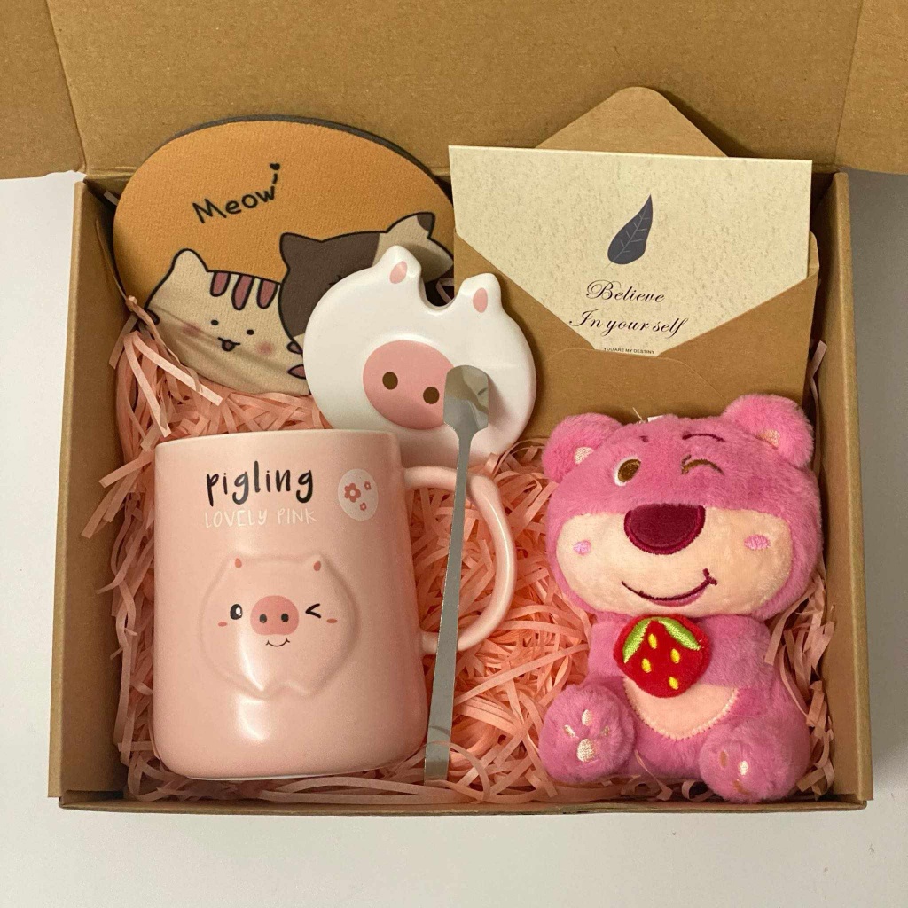 Set Quà Tặng Cốc Sứ Và Hoa (full set) tặng bạn nữ, quà tốt nghiệp, sinh nhật, người yêu 20/10, gấu losto siêu yêu