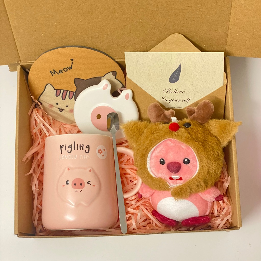 Set Quà Tặng Cốc Sứ Và Hoa (full set) tặng bạn nữ, quà tốt nghiệp, sinh nhật, người yêu 20/10, gấu losto siêu yêu