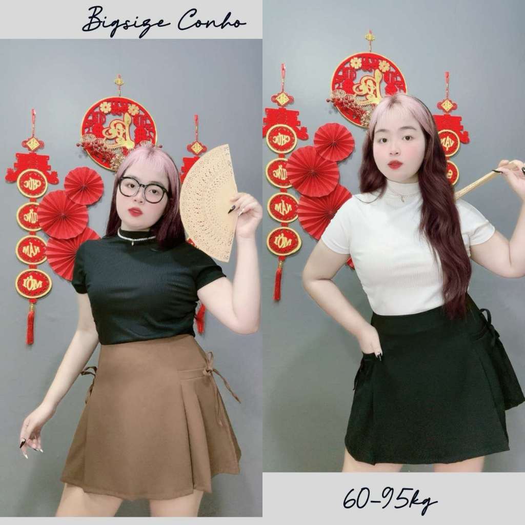 Chân Váy Chữ A Lưng Cao Bigsize Nữ Phối Nơ Xinh Xắn Có Lót Vải Tây Mềm Mại Đứng Phom CV404