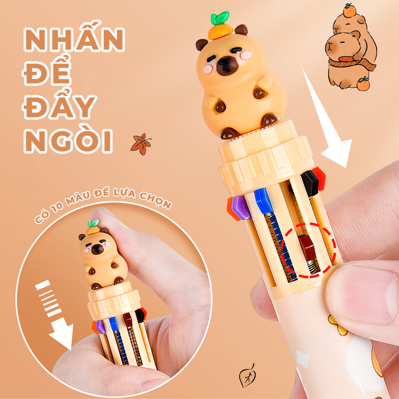 Bút Bi Nhiều Màu Nhân Vật Hoạt Hình Dễ Thương, -  Bút Bi10  Màu Hình Dáng Cute Gấu Trúc, Bút Bi Độc Lạ Vô Tri