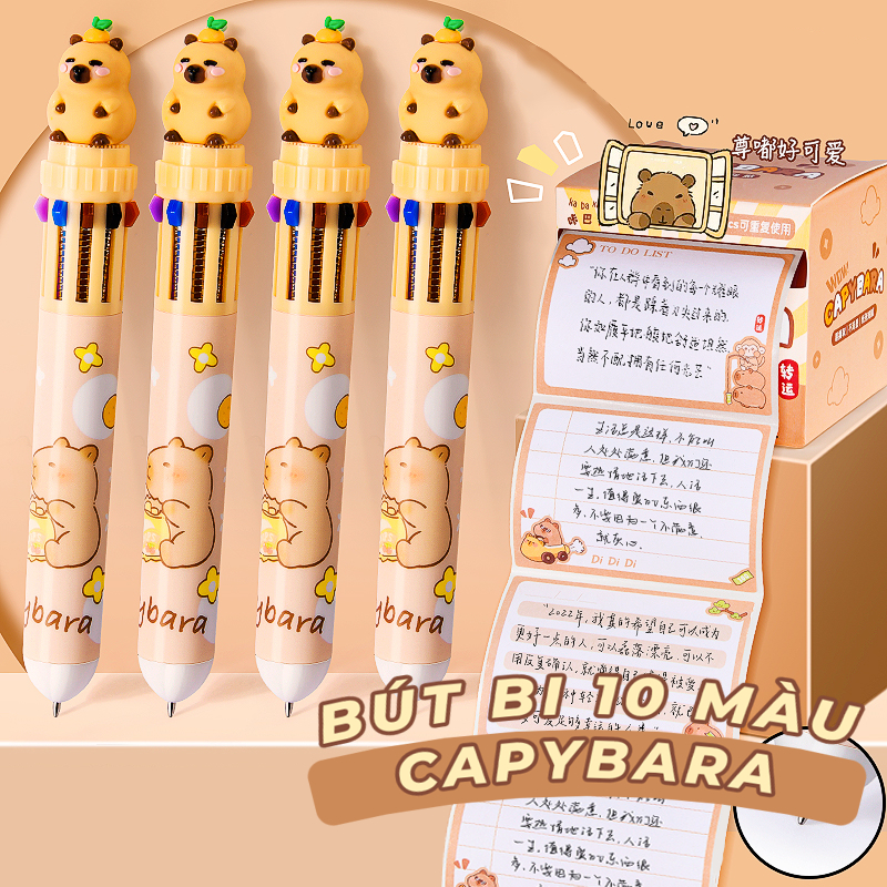 Bút Bi Nhiều Màu Nhân Vật Hoạt Hình Dễ Thương, -  Bút Bi10  Màu Hình Dáng Cute Gấu Trúc, Bút Bi Độc Lạ Vô Tri