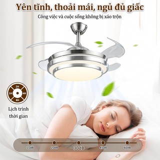 【COD】Quạt trần phòng khách 6 tốc độ gió quạt không 4 cánh có đèn led
