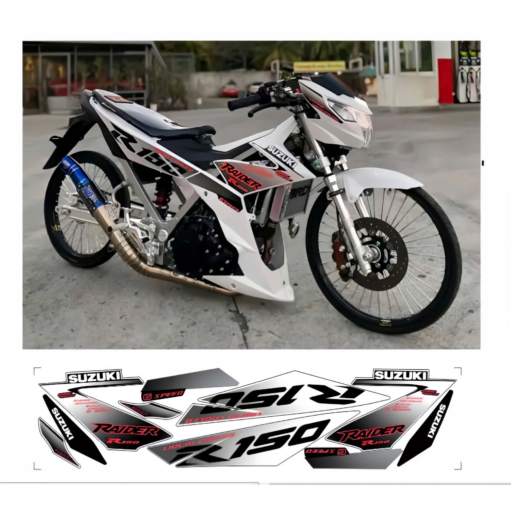 tem rời raider r150 mẫu xe trắng chât liệu in 3 lớp chống nước không phai màu nhãn dán decal.