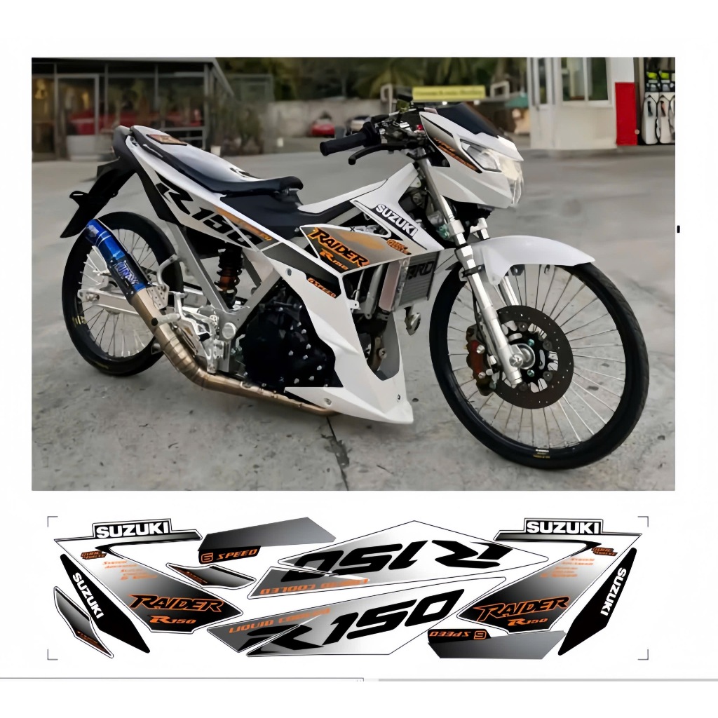 tem rời raider r150 mẫu xe trắng chât liệu in 3 lớp chống nước không phai màu nhãn dán decal.