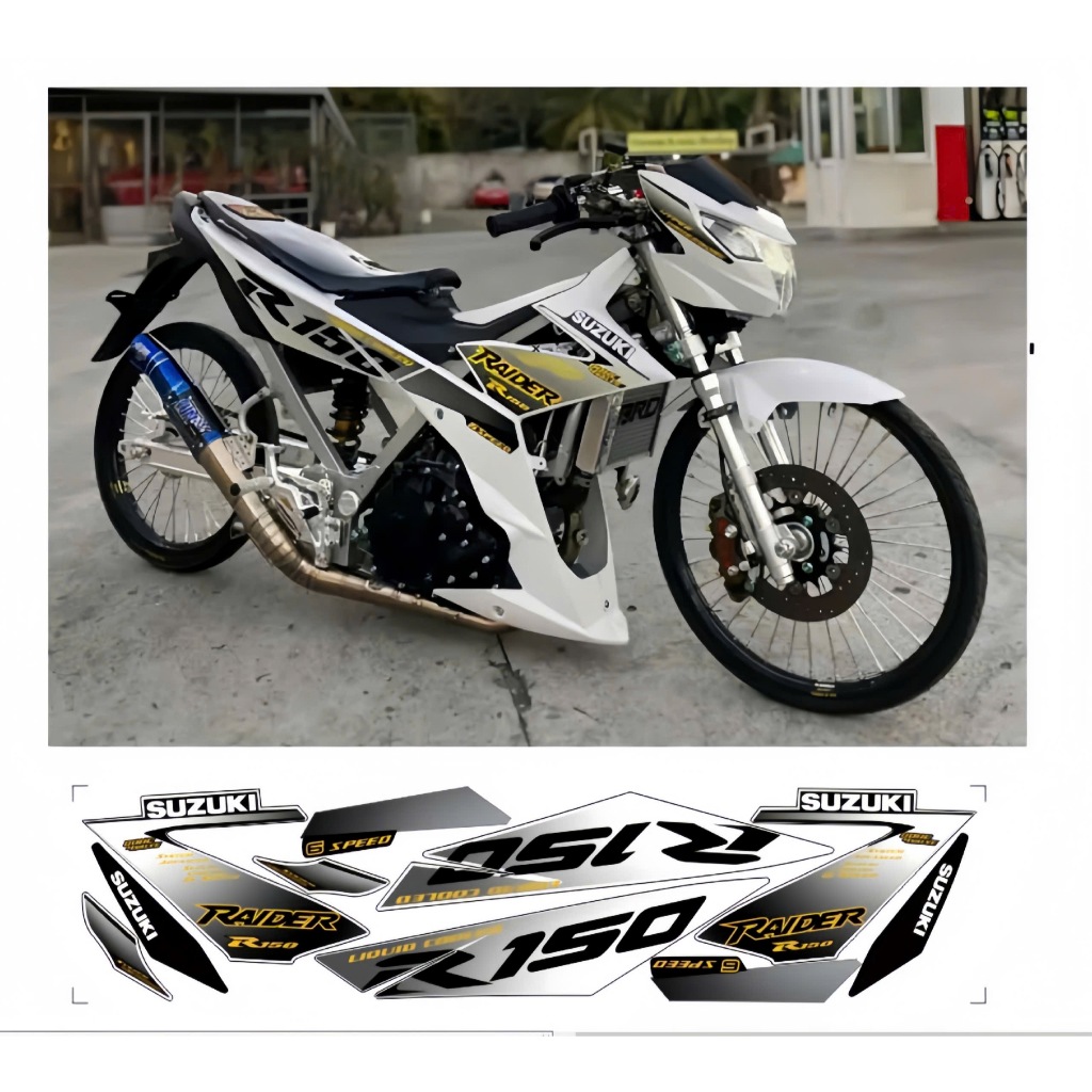 tem rời raider r150 mẫu xe trắng chât liệu in 3 lớp chống nước không phai màu nhãn dán decal.