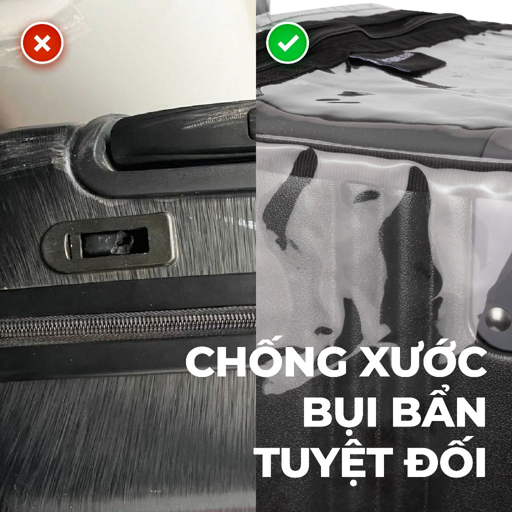 Ảnh Bao Trùm Trong Suốt Bảo Vệ Vali Du Lịch MIA Clearguard Cover  - Chống Trầy Xước, Kích Thước Đầy Đủ Size 3