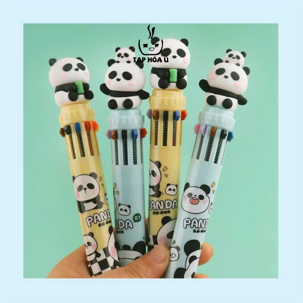 [SẴN] BÚT BI NHIỀU NGÒI GẤU TRÚC PANDA, 10 MÀU ĐA NĂNG PANDA MULTICOLOR ...