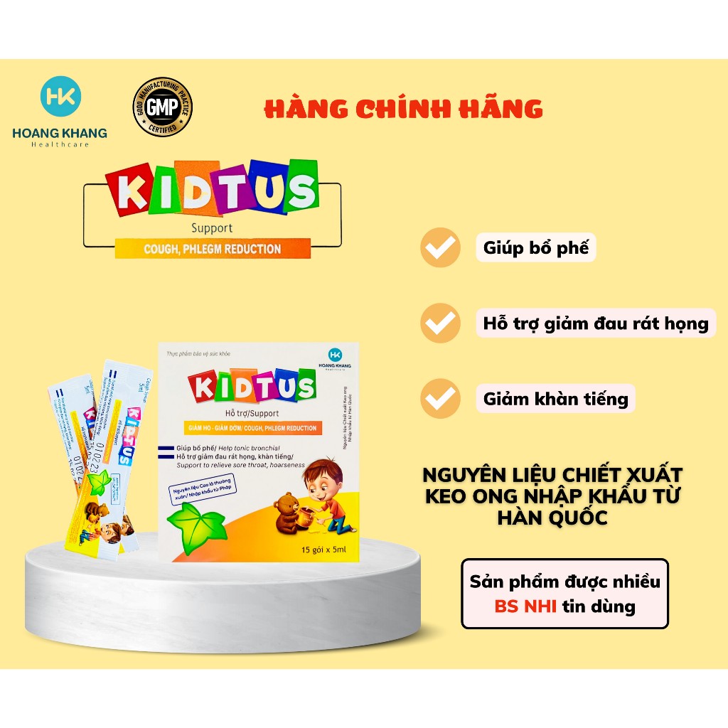 KIDTUS gói cho bé , hộp 15 gói x 5ml . Giúp bé giảm ho , PNCT dùng được ...
