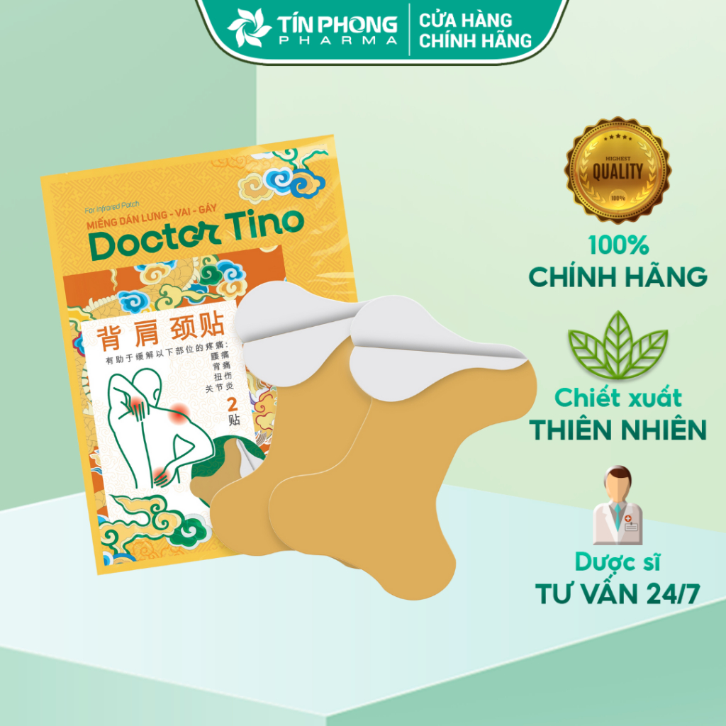Ảnh Miếng Dán Lưng Vai Gáy Doctor Tino Hình Chữ X, Y, Chữ Nhật Hỗ Trợ Làm Giảm Các Cơn Đau Hộp 6 Miếng 1