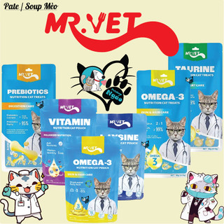[Combo Tiết Kiệm Mr.Vet Pate Và Súp Thưởng Cho Mèo Bổ Sung Dinh Dưỡng Gói 70g / 60g Omega-3,Vitamins