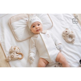 La pomme AW2024 BST set sơ sinh La Pomme mèo con ngộ nghĩnh - Trắng be cho bé