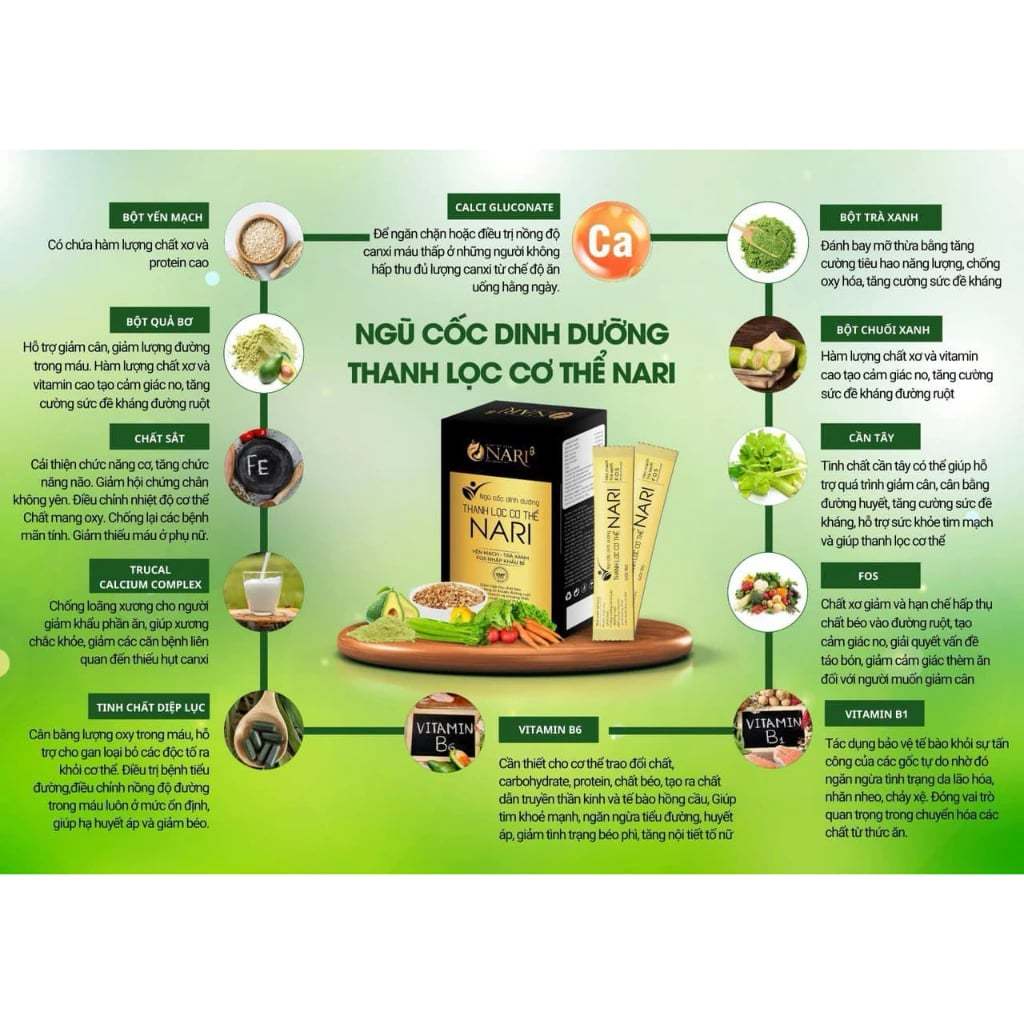Ngũ cốc dinh dưỡng thanh lọc cơ thể Nari thay thế bữa ăn hỗ trợ giảm cân