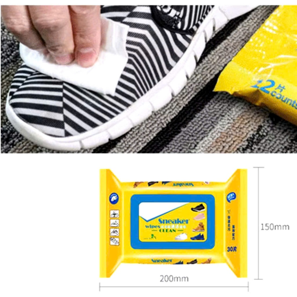 Giấy Lau Giày Sneaker Gói 30 Tờ Túi- Khăn Lau Sạch Giày Túi Màu Vàng - KHĂN LAU GIÀY VỊT VÀNG HÀNG LOẠI 1