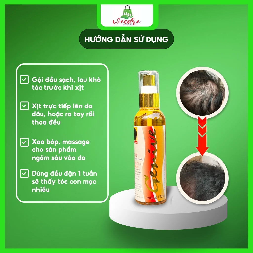 Chai xịt mọc tóc Tonic Hair GENIVE 120ml Chính Hãng Thái Lan ngăn ngừa rụng tóc