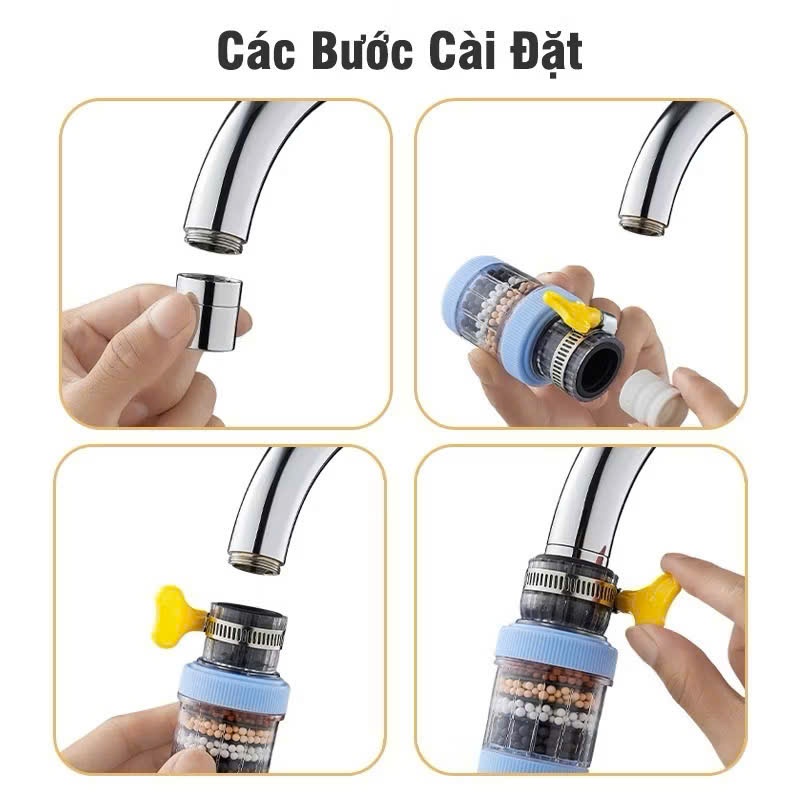 Đầu Lọc Nước Trực Tiếp Tại Vòi 6 Tầng Mẫu Mới,  ĐẦU LỌC TRỤ TRÒN - DAULOC8521