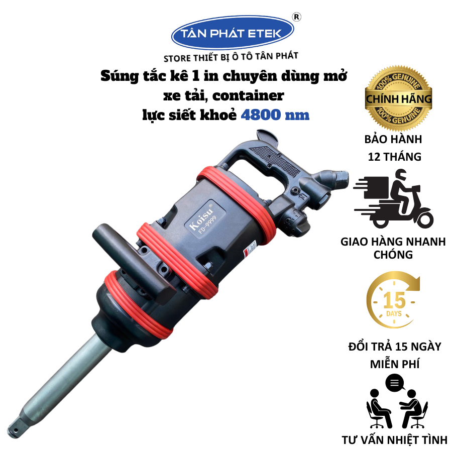 Súng vặn tắc kê 1in chuyên dùng mở ốc bánh xe tải, container lực siết ...