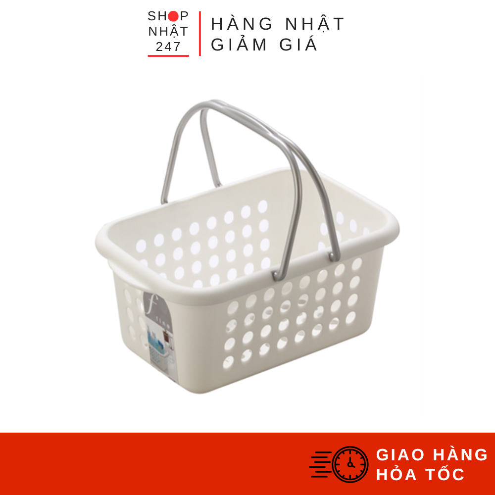 Giỏ nhựa đựng đồ có quay xách Inomata cỡ trung nội địa Nhật Bản ...