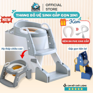 Nắp Thu Nhỏ Bồn Cầu Có Thang Đi Vệ Sinh Cho Bé 2in1, Thang Bô Vệ Sinh Có Tay Vịn Chắc Chắn, Gấp Gọn Dễ Dàng