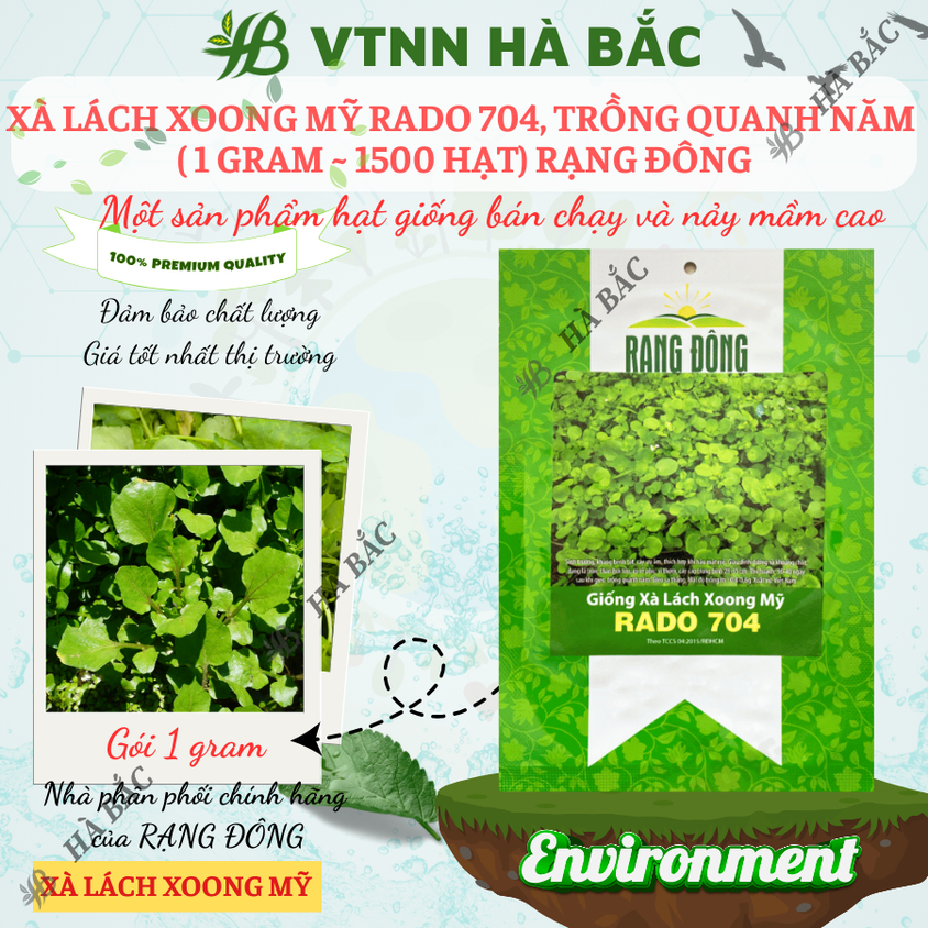 Hạt giống Xà Lách Xoong Rado 704 (1gram~1500 hạt) giàu dinh dưỡng, chịu nhiệt tốt, trồng quanh năm
